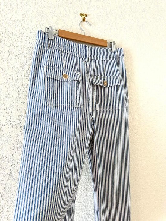 BODEN Brompton Wide leg Trousers Blue Stripe - Picture 6 of 13